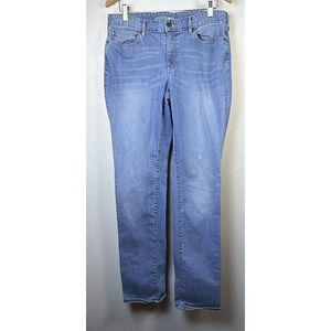 Eddie Bauer womens tall 14 curvy Straight Stretch Acid Wash Denim Blue Jeans